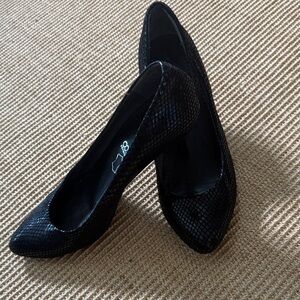 Calvin Klein Black Snakeskin Heels